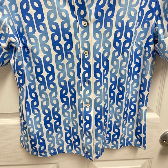 J. McLaughlin Blue Pattern Button Down Top - Picture 8 of 12